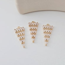 Load image into Gallery viewer, Triangle Shape Pendant, 18K Gold Plated, CZ Pave, Necklace Making Charm, Jewelry Findings D0286