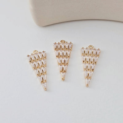 Triangle Shape Pendant, 18K Gold Plated, CZ Pave, Necklace Making Charm, Jewelry Findings D0286