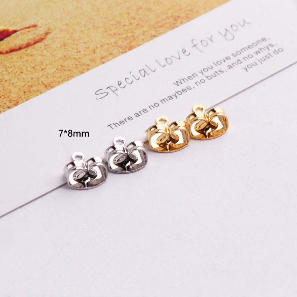 20PCS Ear Nuts with Loop, Gold Plated Earring Backs,  Earring Stoppers, Wholesale Earring Findings QR029