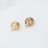 10pcs 14K Gold Round Post With Loop, Lady Stud Earring Nickel Free, 14.5mm, Hypoallergenic Earring Findings ZX118
