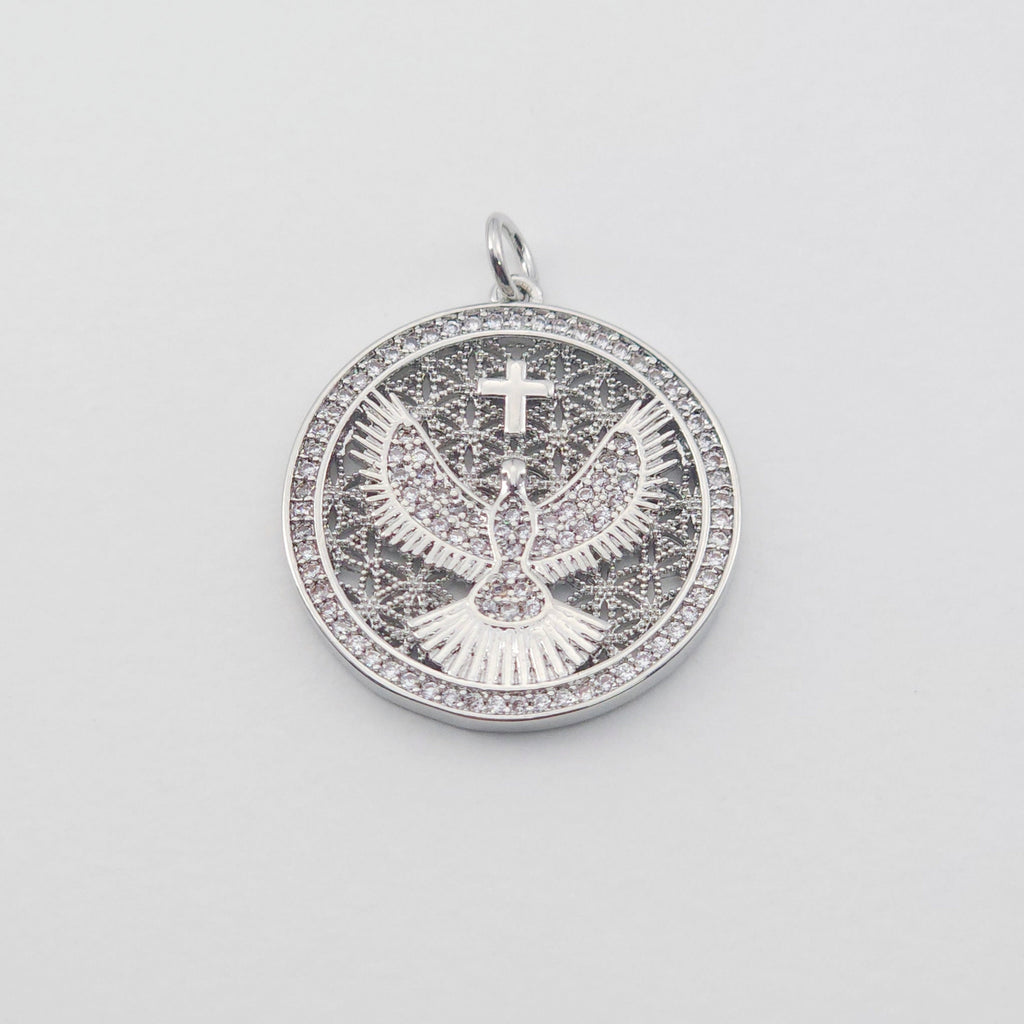 The Eagle Charms, 18K Gold Plated Cubic Micro Pave Eagle Pendant, 17.5*18mm, Necklace Making Charms, Jewelry Findings S1153