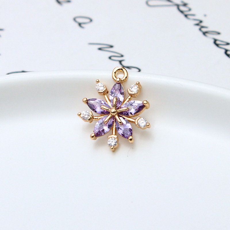 CZ Pave Round Charm, Cubic Zircon Crystal Pendant, Bracelet Necklace Pendant, 14K Real Gold Plated, Jewelry Findings STG062-F208