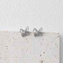 Load image into Gallery viewer, Butterfly Post Earring, 18K Real Gold Plated Brass Stud Earring With Loop, S925 Silver Pin, Nickel Free, Earring Finding D0416