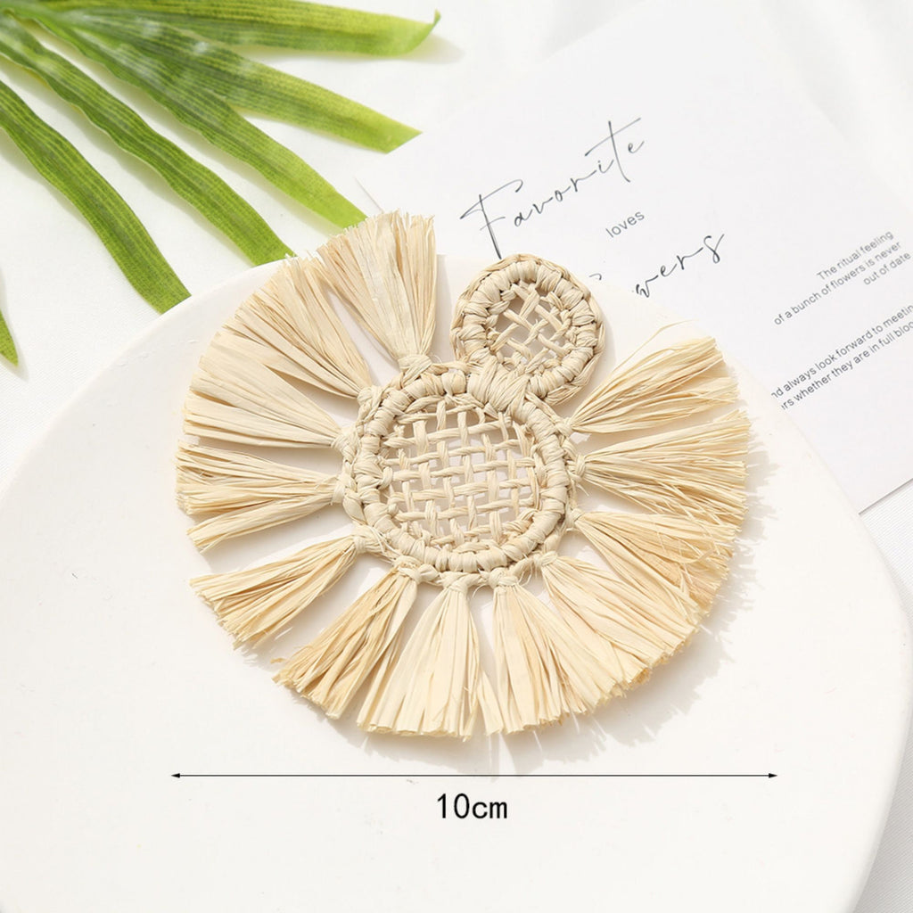2PCS Rattan weaving Earring Findings, Boho earring making, Hawaii Vacation Style Straw Earrings for girl,Handmade Earring Finding BS003