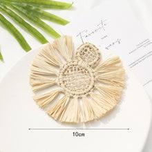 Load image into Gallery viewer, 2PCS Rattan weaving Earring Findings, Boho earring making, Hawaii Vacation Style Straw Earrings for girl,Handmade Earring Finding BS003
