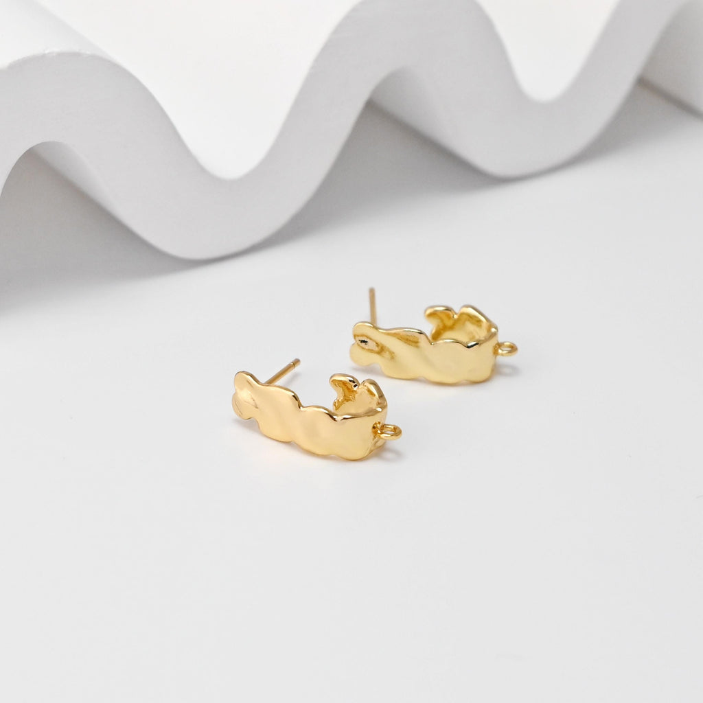 أقراط مطوية على شكل حرف U مع حلقة، مطلية بالذهب عيار 18 قيراطًا، خالية من النيكل، دبوس من الفضة الاسترلينية S925، أقراط أذن مضادة للحساسية D0458