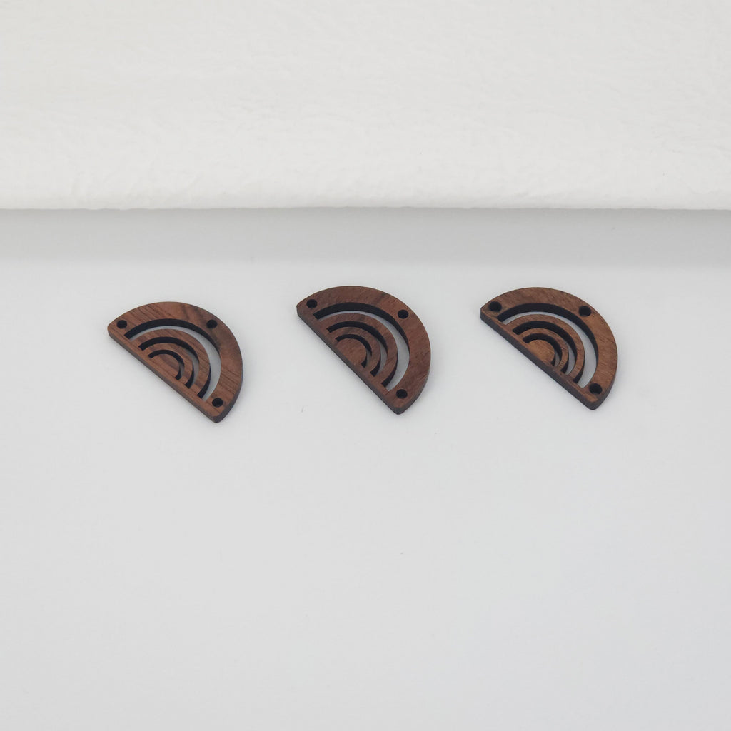 10PCS Half Round Shape Wood Charms, Multihole Wooden Pendant, Reclaimed Walnut Wood, Geometric Statement Wood Earrings Diy Ideas JT970
