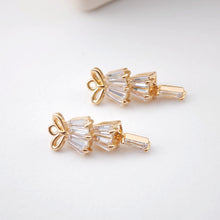 Load image into Gallery viewer, CZ Pave Leaf Charm, Stackable Butterfly, Cubic Pendant, Earring Connectors, Real Gold Plated Brass Earring Charms, Jewelry Findings D0056