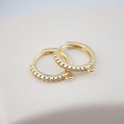 Cubic Zirconia Ear Hoops Multicolor Pave Crystal , 19*17mm, 18K Gold Plated Leverback Earrings, Huggie Hoops Earring D0154