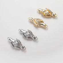 Cargar imagen en el visor de la galería, Cierre magnético tipo apretón de manos, un par, chapado en oro de 14 quilates, 31,4 x 12,4 mm, cierre con presilla, conector, cierre para hacer pulseras ZZ039