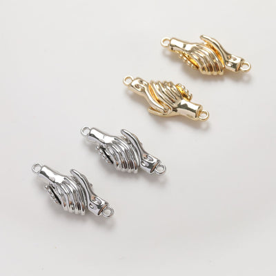 مشبك مغناطيسي للمصافحة، زوج واحد، مطلي بالذهب عيار 14 قيراطًا، 31.4 × 12.4 مم، مشبك بحلقة، موصل، مشبك صنع الأساور ZZ039