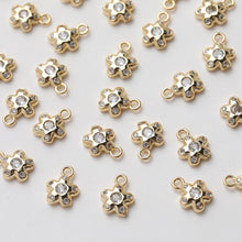 Load image into Gallery viewer, Flower Charm with loops, Cubic Zirconia Pave Pendant for Bracelet Necklace Earring, Jewelry Findings GZ637