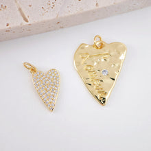 Load image into Gallery viewer, Cubic Heart Charms, 18K Gold Plated CZ Pave Love Charms, Bracelet Necklace Making Pendants, Jewelry Findings S20559