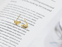 Load image into Gallery viewer, C Shape Ear Post, Nickel Free, CZ Pave, 9.7*4.3mm, S925 silver pin, 18K Gold Plated Stud Earring Finding D0446