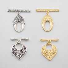 Load image into Gallery viewer, Boho OT Toggle Clasps, Antique Silver, 18k Gold, One Set OT Buckle, Necklace Closure, Connectors Clasps S1152
