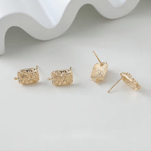 Load image into Gallery viewer, Rectangular Concave Convex Ear Post With Loop, S925 Silver Ear Pin Nickel Free, Gold/Silver Ear Stud, Hypoallergenic Earring Findings GE072