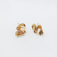 Load image into Gallery viewer, Wave Earring Stud, 14K Gold, S925 Silver Pin Nickel Free Earrings, Wave Ear Stud ZX123