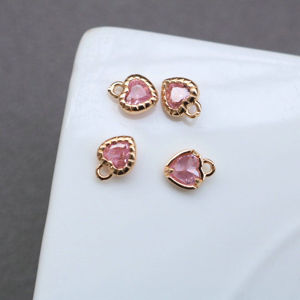 10pcs Tiny Heart Charms, Cubic Heart Charm,  18K Gold Plated CZ Pave Love Pendant, Necklace Making Pendants, Jewelry Findings HL064-F135