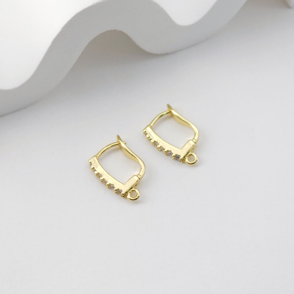 18K Gold Plated U Shape Hoop Earring, Huggie Hoops Earring Parts, Lever Back, 15*11.3mm, Hoop earring for Jewelry Making D0219