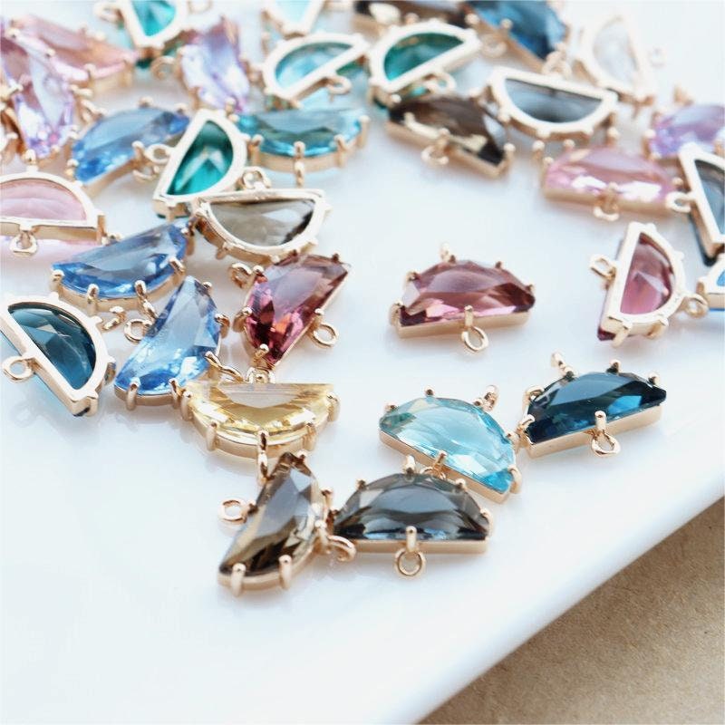 20pcs- Crystal Tiny Teardrop Charms, 10 Colors For  Choose, 14K Gold Plated Teardrop Pendant, 9*16mm, Jewelry Findings JY088-F011