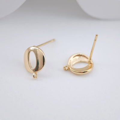 Oval Earring Post Earrings, Gold Earring Post with Loop, Hypoallergenic, Earring Findings, Handmade Earring Supplies ZX222