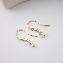 Load image into Gallery viewer, 18K Gold Plated Ear Wires, Cubic Pave Earring Hooks, Nickel Free, Fish Hooks, Ear Wires for Jewelry Making D0175