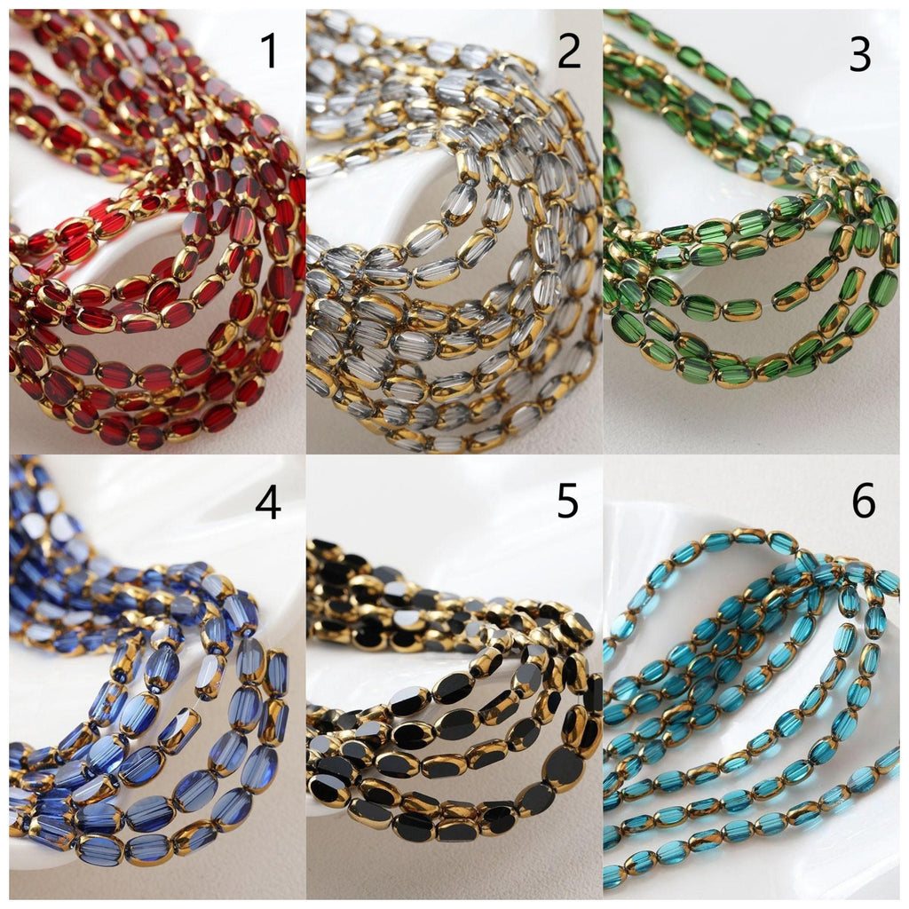 Cuentas de vidrio facetadas ovaladas vintage de 6 x 5 mm, cuentas sueltas de cristal para hacer joyas, cuentas DIY GZ215