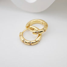 Load image into Gallery viewer, Cubic Ear Hoops Pave Crystal, 16mm, 18K Gold Plated Leverback Earrings, Huggie Hoops Earring S20267