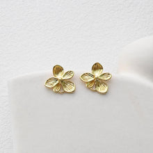 Load image into Gallery viewer, Flower Earring Post, 18K Real Gold Plated Brass Stud Earring With Loop, s925 silver pin, Nickel Free, Earring Finding D0411