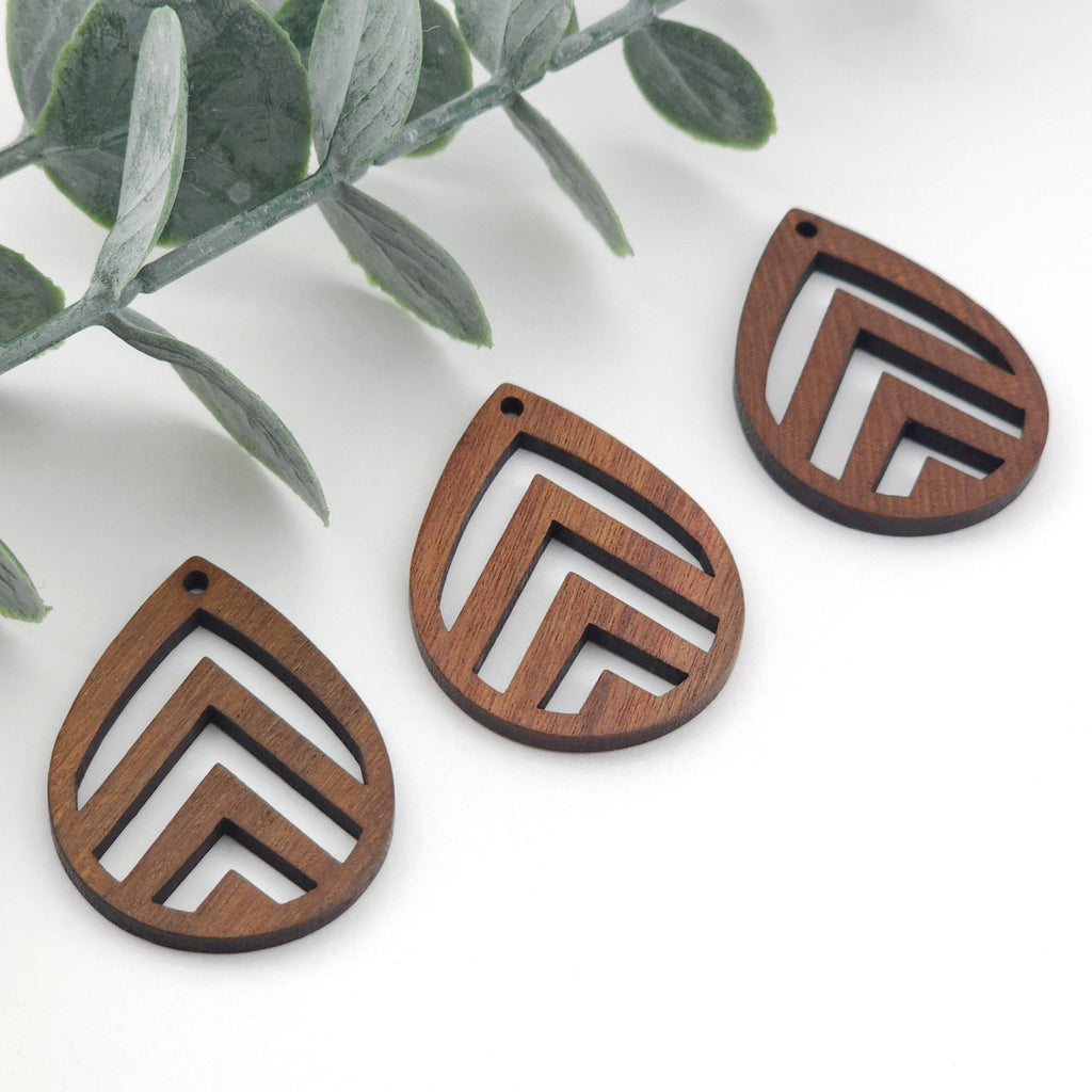 Teardrop Wood Charms, Drop Wooden Pendant, Reclaimed Walnut Wood, Geometric Statement Wood Earrings Diy Ideas JT977