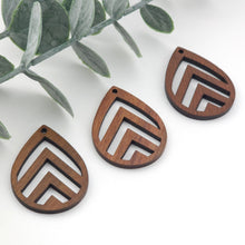 Load image into Gallery viewer, Teardrop Wood Charms, Drop Wooden Pendant, Reclaimed Walnut Wood, Geometric Statement Wood Earrings Diy Ideas JT977