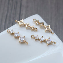 Load image into Gallery viewer, CZ Pave Strip Charm, Cubic Zircon Crystal Strip Connectors , CZ Earring Charms,   Gold Plated  Earring Charms, Jewelry Findings HL078-F225
