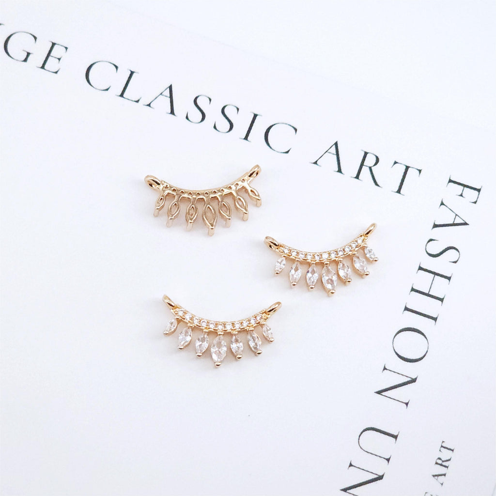 CZ Pave Crown-shaped Charm, Cubic Zircon Crystal Pendant, Bracelet Necklace Pendant, 14K Real Gold Plated, Jewelry Findings STG009-F109