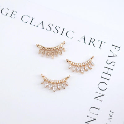 CZ Pave Crown-shaped Charm, Cubic Zircon Crystal Pendant, Bracelet Necklace Pendant, 14K Real Gold Plated, Jewelry Findings STG009-F109