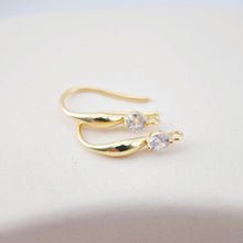 Load image into Gallery viewer, 18K Gold Plated Ear Wires, Cubic Pave Earring Hooks, Nickel Free, Fish Hooks, Ear Wires for Jewelry Making D0203