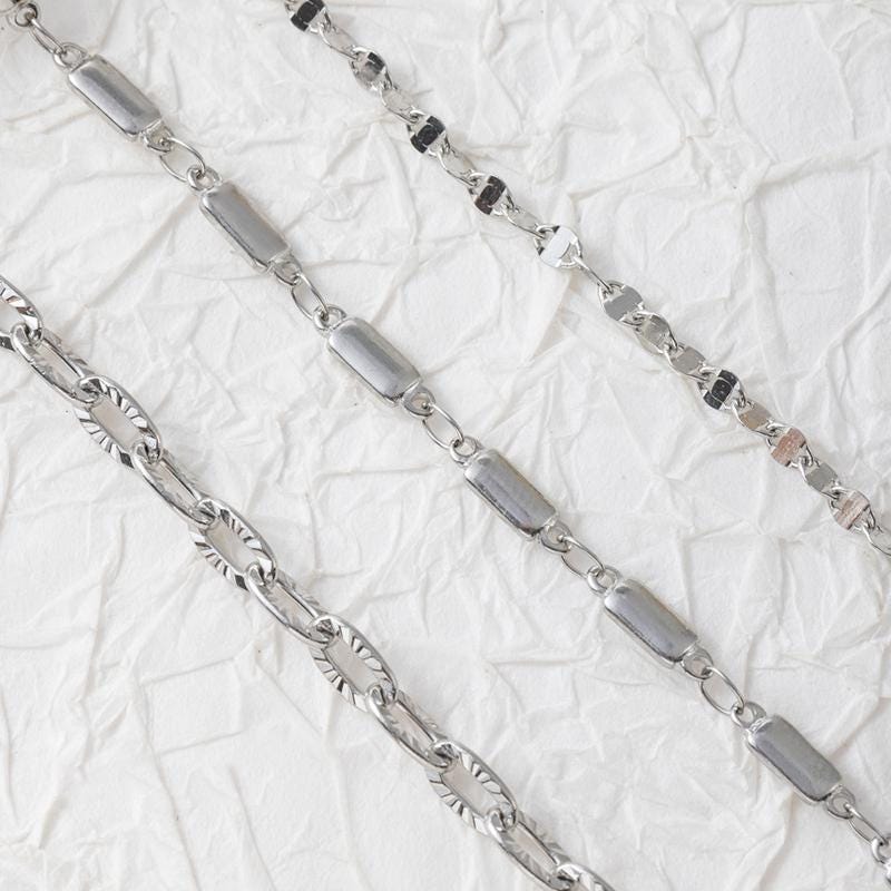 Steel Color Link Chain, Handmade DIY Accessories, 316L Stainless Steel, Sold in 0.5 Meter, ZD012