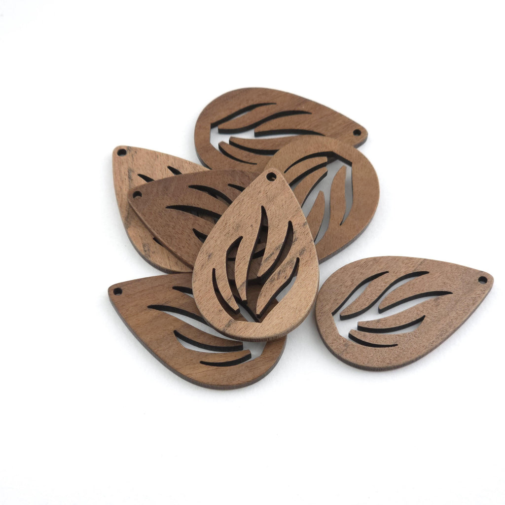 دلايات خشبية بأشكال هندسية على شكل ورقة شجر، قلادة خشبية، خشب الجوز المُعاد تدويره، أقراط خشبية بتصميم هندسي مميز، أفكار يدوية الصنع JT1020