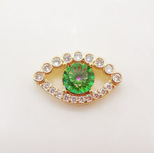 Load image into Gallery viewer, Evil Eye Charm, 18K Gold Plated Cubic Pave Charm, 14x23.5mm, Eye Pendant, Necklace Bracelet Making Charm, Jewelry Findings S1070