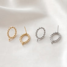 Load image into Gallery viewer, Oval Twisted Post with Loop, S925 Silver Ear Pin Nickel Free Earring, Gold/Silver Ear Stud, Hypoallergenic Earring Finding JJ015