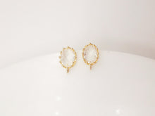 Load image into Gallery viewer, 4pcs Oval Shape Earring Post With Loop, S925 Silver Pin Nickel Free Earrings, Crystal Gemstone Stud, Hypoallergenic Earring Findings ZX030