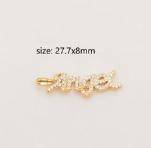 Load image into Gallery viewer, Words Pave Charm, Dear/OMG/Angel/Boss/Amore/Kiss/Lucky/Love, 18K Gold Plated, Necklace Making, CZ Pave Pendant, Jewelry Supplies S20345