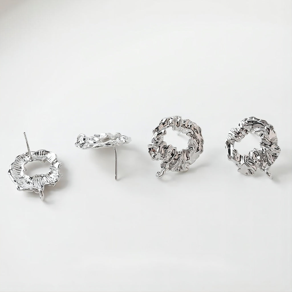 Pendientes de plata de ley 925 con pasador calado irregular y bucle, dorados y plateados, sin níquel, hipoalergénicos, GE064