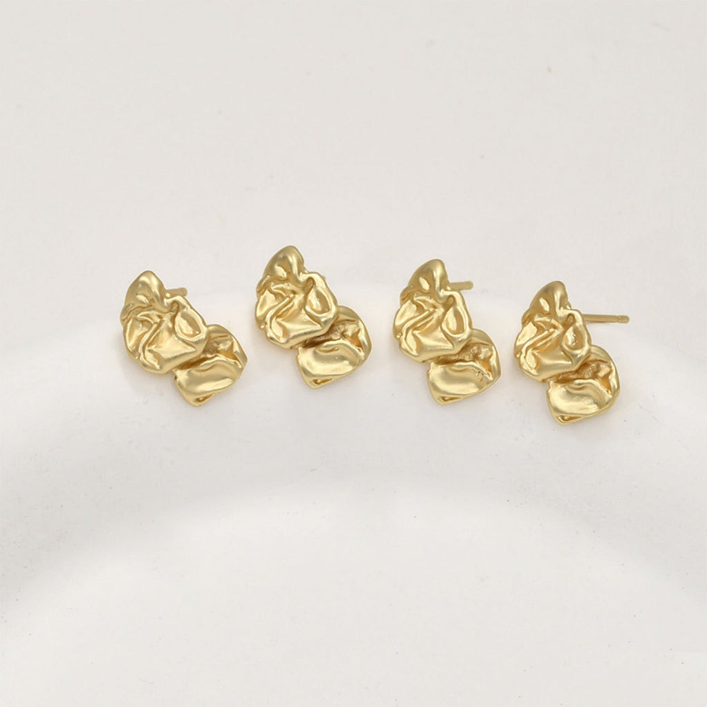 Pendientes de lava irregulares con aro, pendientes de plata S925 sin níquel, pendientes de botón de oro/plata, accesorios hipoalergénicos LL171-D0308