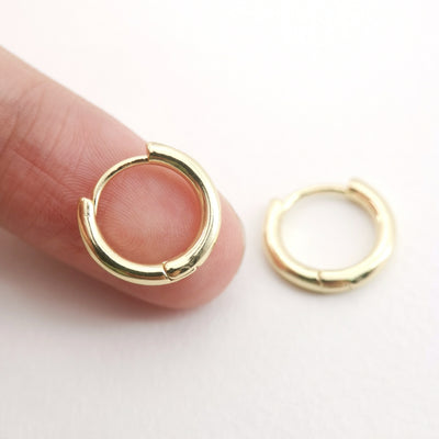 18K Gold Plated Round Hoop Earring, Huggie Hoops Earring Parts, Spring Ear Hoops, 14mm, hoop earrings D0112