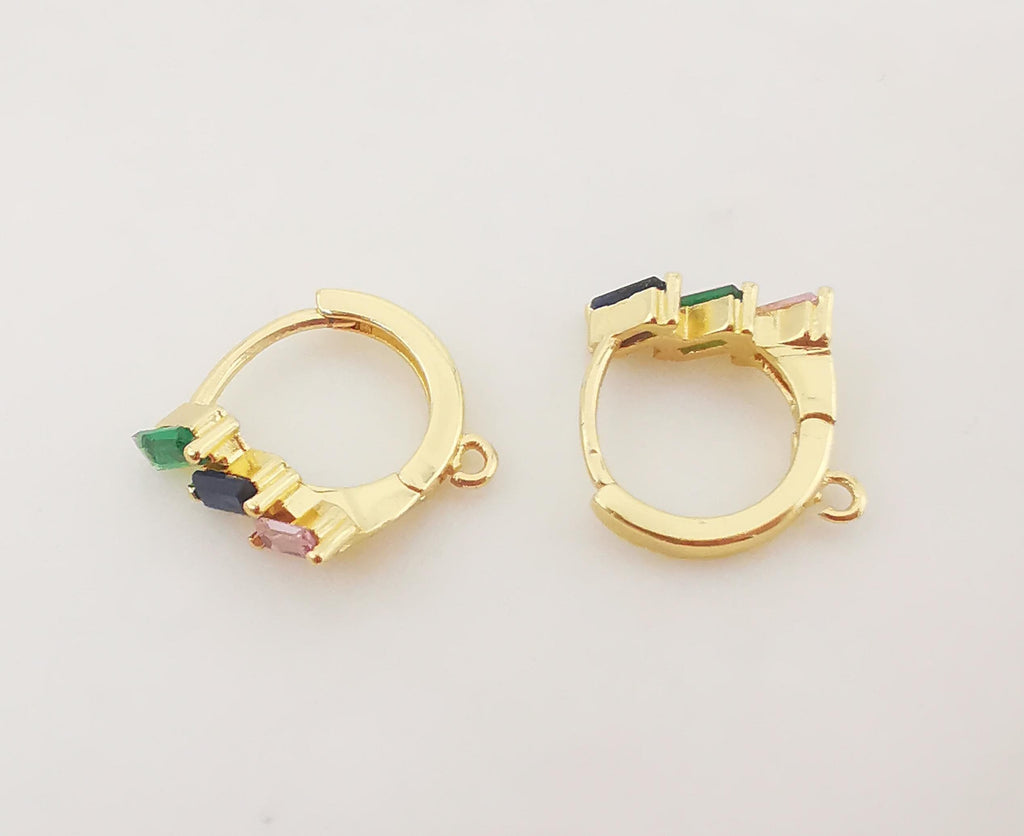 أقراط أذن مكعبة مرصعة بالكريستال مع حلقة، 13 مم، مطلية بالذهب عيار 18 قيراطًا، أقراط دائرية كبيرة S1057