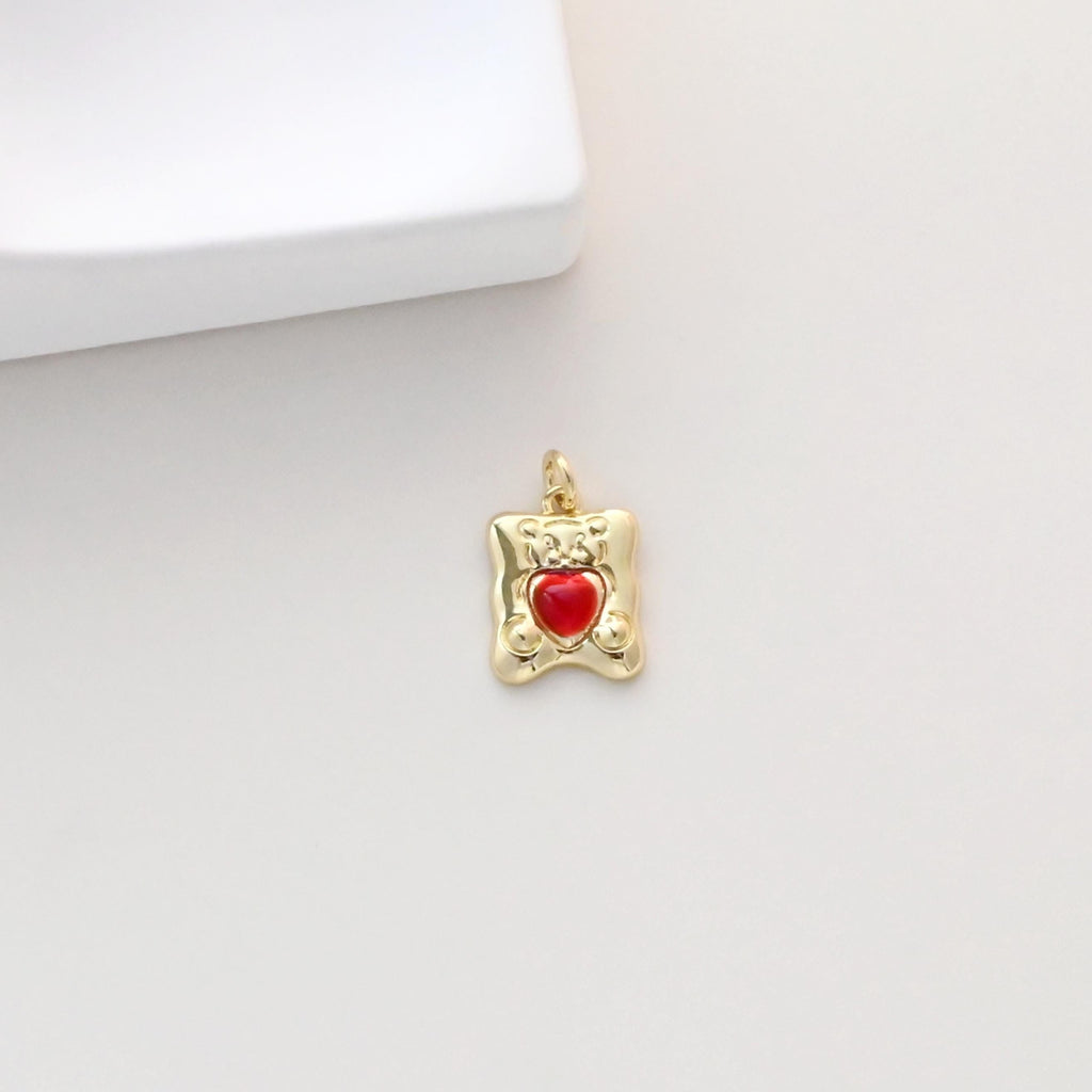 Red Heart Shape Charm, Enamel Heart Pendant, 18K Gold Plated, Necklace Making Pendant, Love Pendant, Jewelry Findings S1322