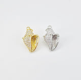 Gold Seashell Charm, Marine Life Pendant, 22mm, 18k Gold Plated Brass, Bracelet Making, Jewelry Findings S20798
