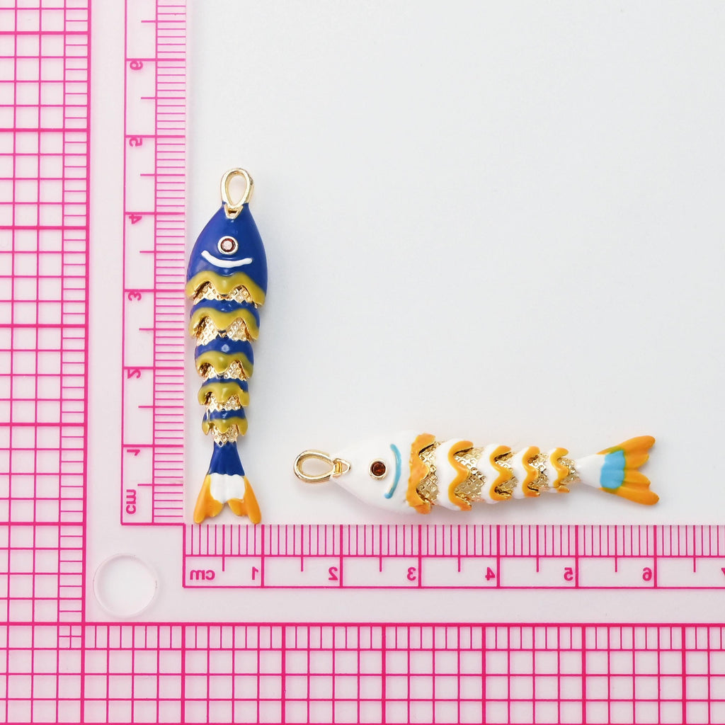 Dijes de pez esmaltado, dijes de vida marina, dijes de pez chapados en oro de 18 quilates, para hacer pulseras y aretes, accesorios de joyería S1460