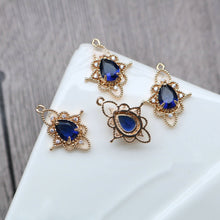 Load image into Gallery viewer, 10pcs Flower Charm, Cubic Zircon Crystal Flower Pendant, Gold Plated  Earring Charms, Jewelry Findings HL090-F009