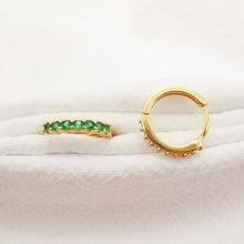 Load image into Gallery viewer, Cubic Ear Hoops Multicolor Pave Crystal , 14mm, 18K Gold Plated Leverback Earrings, Huggie Hoops Earring S1006